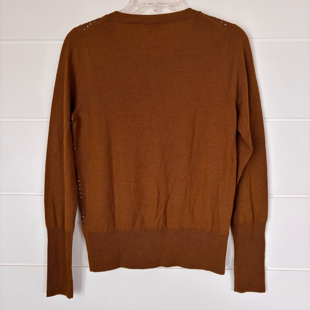 J. Crew Women's Studded Button-Up Wool Cardigan in Caramel Brown Size Small - Picture 9 of 10